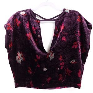 Ecote Velvet Floral V-Neck Top XS